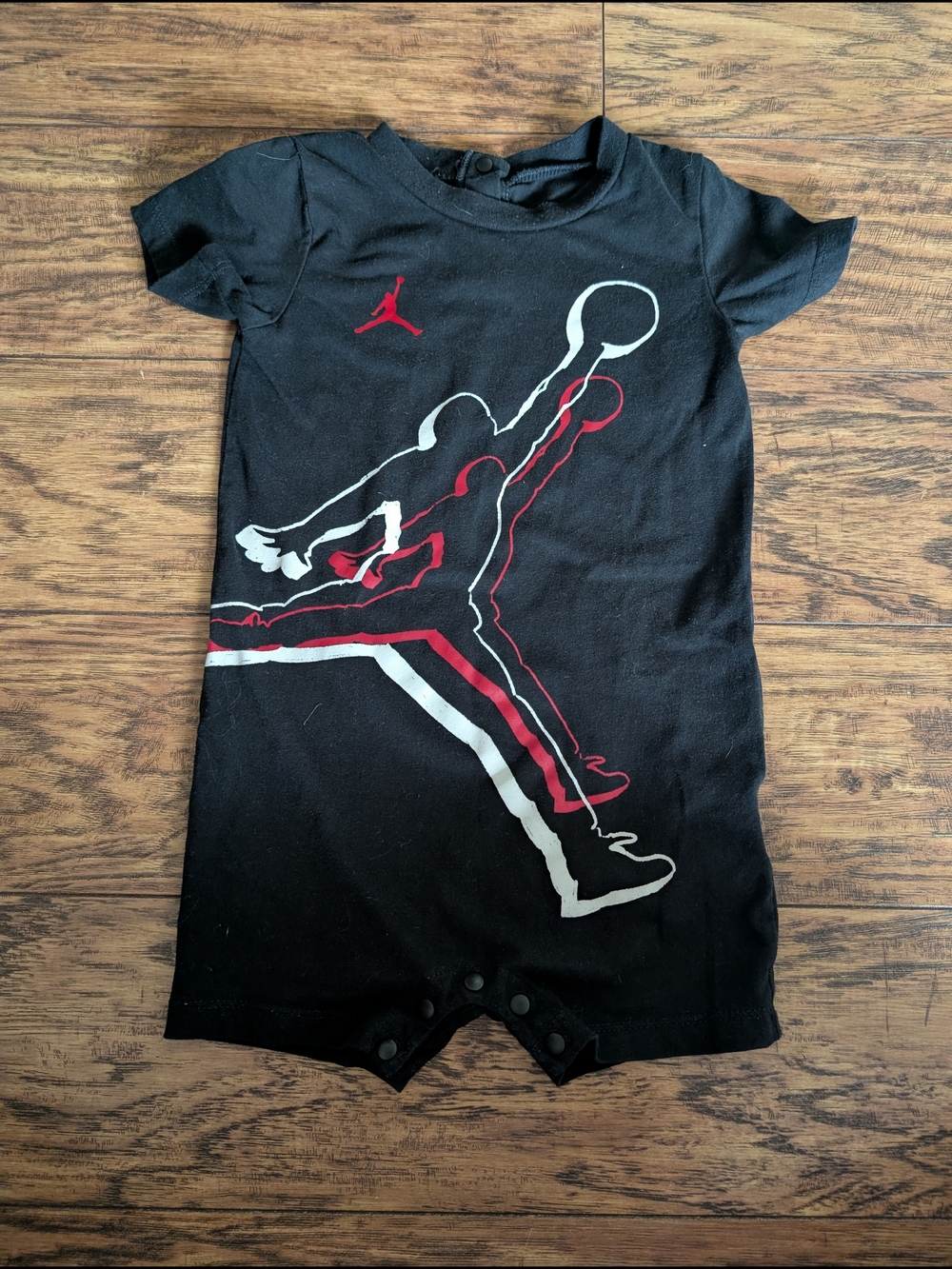 $ 💥3/$24 Jordan Baby Romper in Black with Red + White Jumpman Graphic